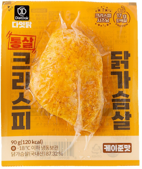 [다잇닭] 통살 크리스피 닭가슴살+닭다리살 혼합 12팩 (고단백 간편식/맛있는 다이어트 식단), 통살 닭가슴살 케이준맛, 90g, 12개