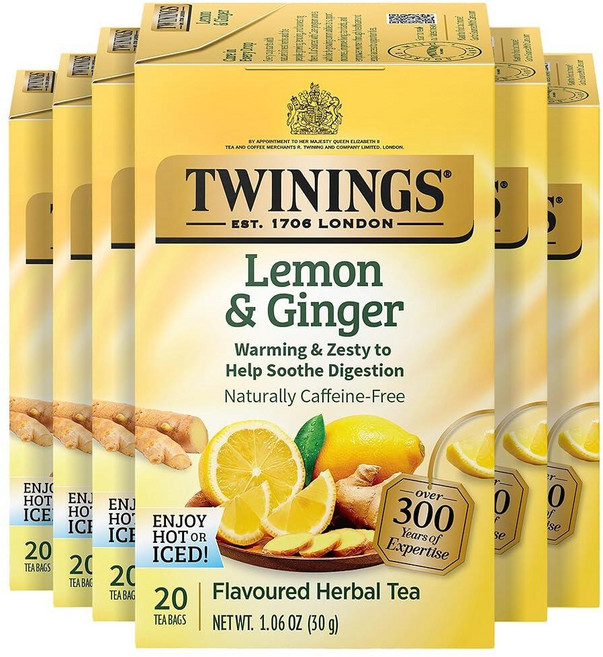 Twinings 천연 루이보스 허브 레드 티백 20개입 6개 팩, 30g
