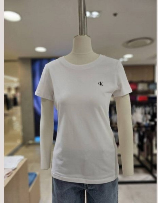 캘빈클라인진 CALVIN KLEIN JEANS 캘빈클라인 진 여성 CK 스몰 로고 슬림핏 반팔 티셔츠 47AB804-YAA