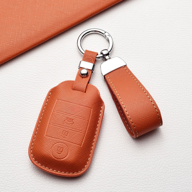 기아차 2/3/6버튼 키케이스 - 프라다 패턴 스크래치 방지 뉴카렌스/모닝/킹크/ix35/ix45 호환, 기아  A3타입(3버튼), 주황갈색