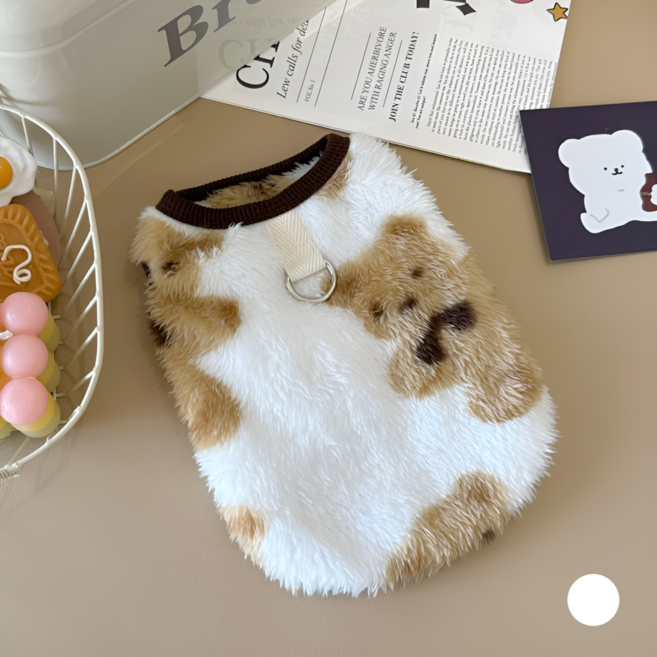 제이펫 극세사 곰돌이 겨울 강아지옷, 1개, 화이트