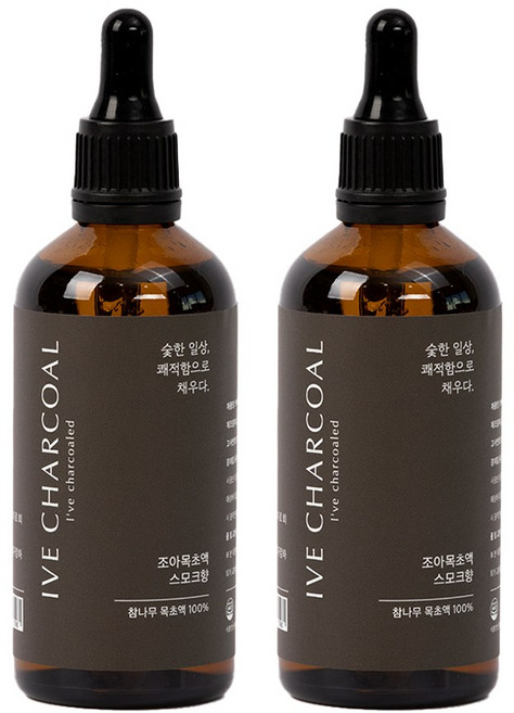 이브차콜 식용 참나무 목초액 정제 원액 직화 불맛 숯불향, 2개, 100ml