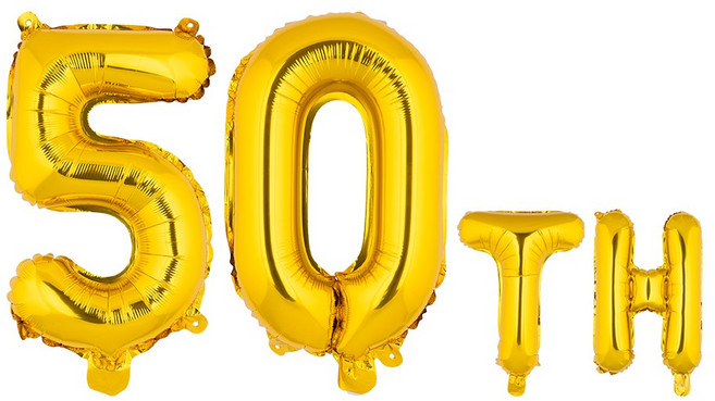 아트포유 환갑 칠순 10주년 기념일 풍선 세트 4P, 1개, 옐로우 골드 50TH