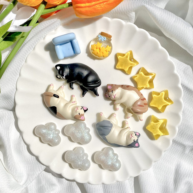 푹신푹신 구름속 꿈꾸는 고양이 신발 악세사리 세트