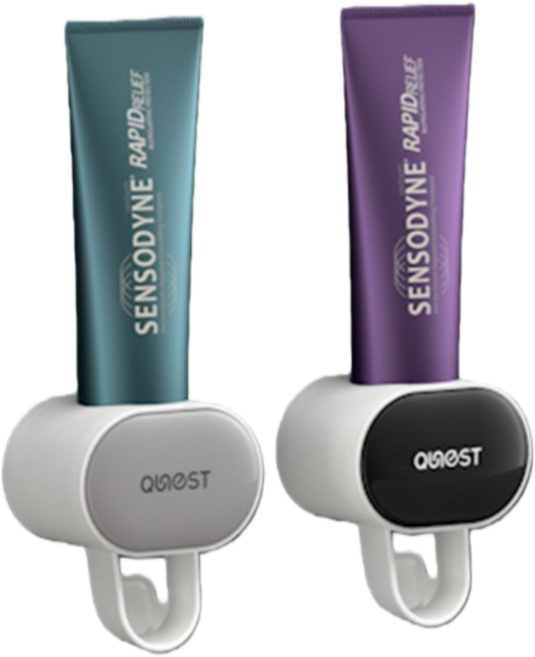 케이엠 초간편 1초 작동 치약 디스펜서 부착형, 블랙+그레이