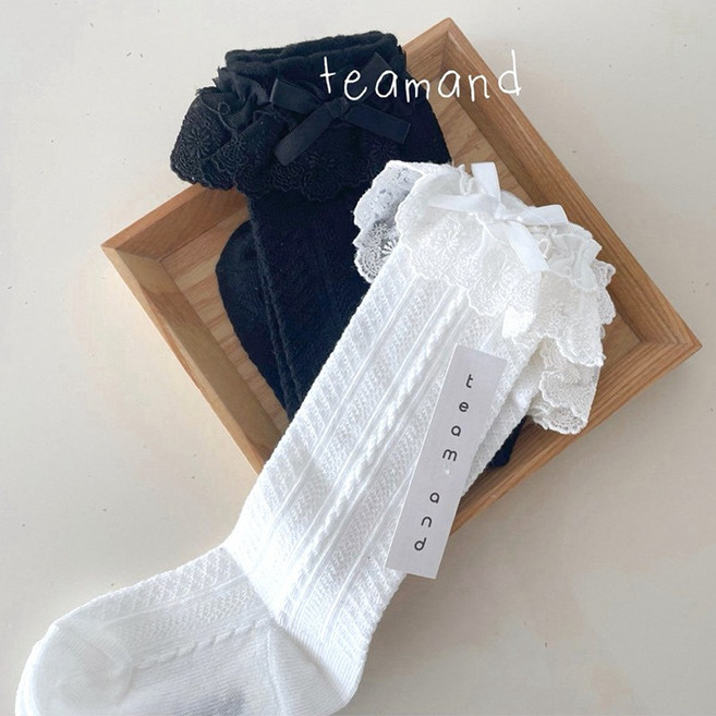 이중 레이스 니삭스 T 여자아이 유아동 주니어 초등