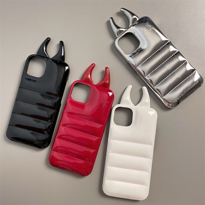 색깔 아이디어 입체 호환 아이폰13/14/17이프케이스 에어쿠션 패딩 스타일 커플용