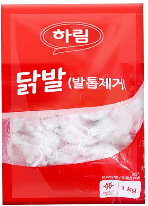 하림-(냉동)통 닭발(발톱제거)1kg, 3개