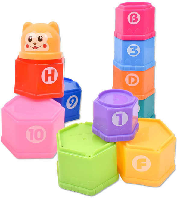 오즈토이 육각 컵쌓기, 혼합 색상, 1세트