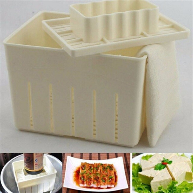 두부틀 리코타 치즈 만들기1Set Kitchen Cooking Tool DIY Plastic Tofu Press Mould Homemade Soybean Cur, 02 With gauze Cloth