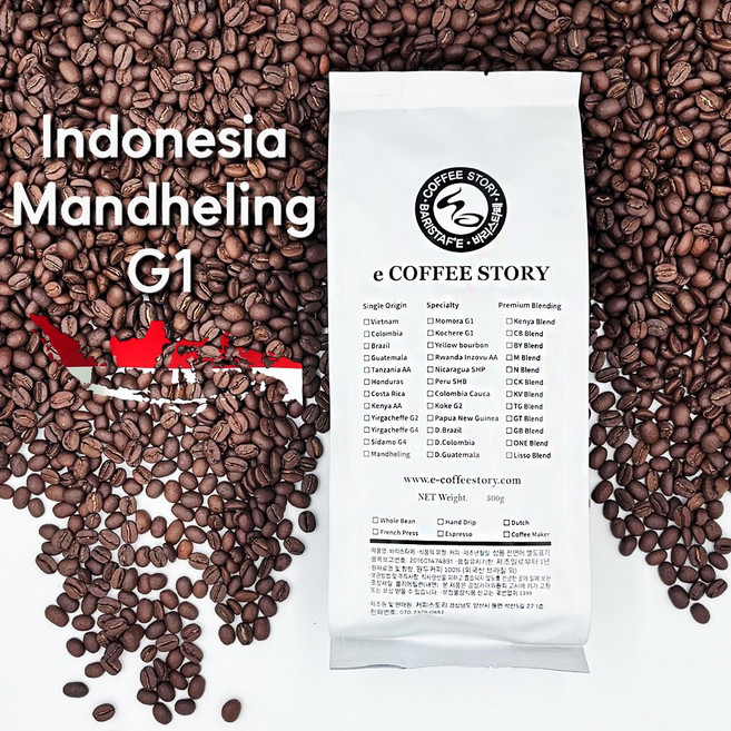 커피스토리 인도네시아 만델링 G1 원두커피, 커피메이커(분쇄), 1kg, 1개, 커피메이커