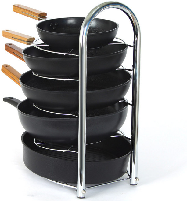 크롬도금 후라이팬 정리대 5단