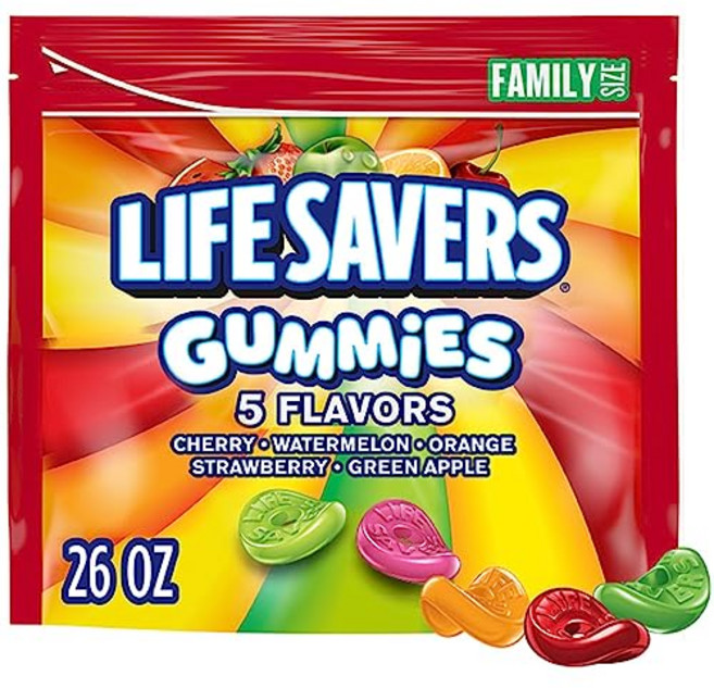 라이프 세이버스 구미 5가지 맛 패밀리 사이즈 봉지 737 LIFE SAVERS GUMMIES 5 Flavors Gummy Summer Candy Family Size 26, 1개
