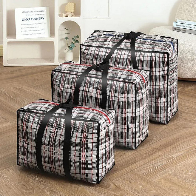 방수 천 보관 가방 옷과 이불 이동 포장 홈 조직, 47. 블랙 체크무늬 모델-중형 58x42.., 1개