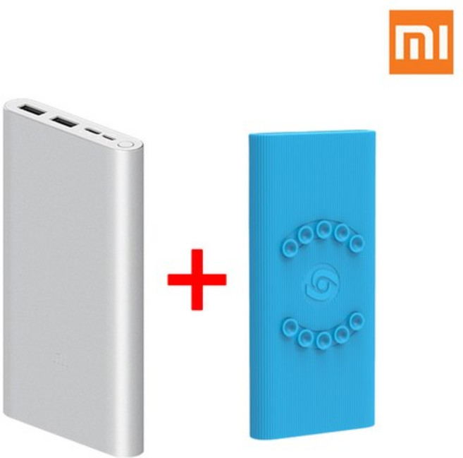 샤오미 5세대 보조배터리 10000mAh 멀티단자 + 젤리 케이스, 배터리(실버), 케이스(랜덤발송), PLM13ZM