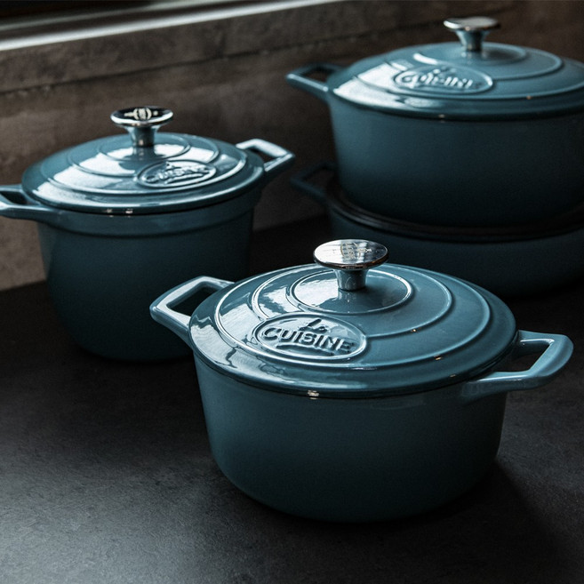 [La Cuisine] 라퀴진 아일랜드 인덕션 무쇠냄비 주물 꼬꼬떼 양수냄비 24cm, 1개, 민트