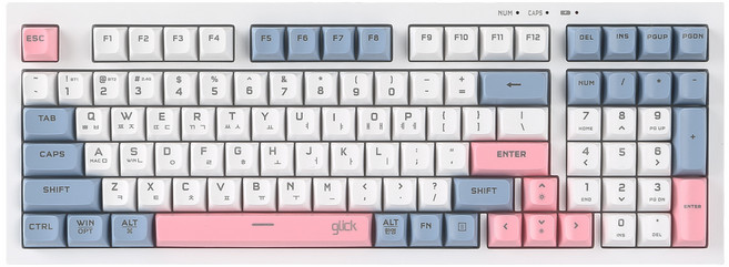 지클릭커 WK50 무소음 무선키보드 저소음 멀티페어링 유무선 게이밍 블루투스 키보드 98키, Sky Pink