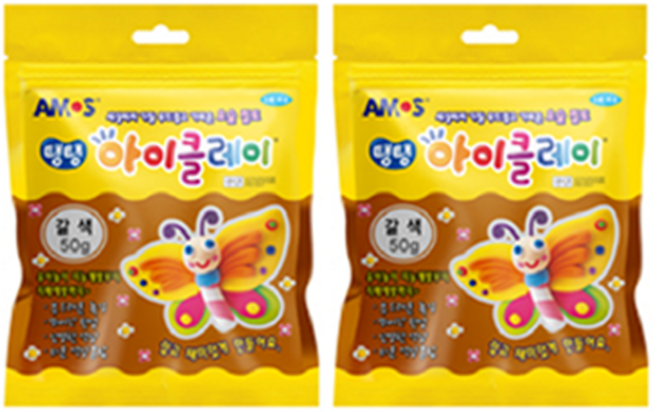 [아모스] 탱탱 아이클레이 50g 파우치 2개입, 갈색, 2개