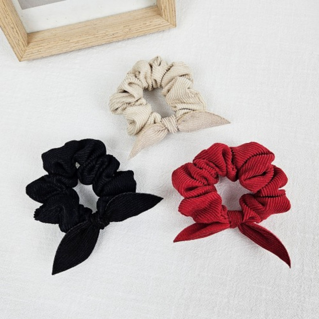 무이토린다 코듀로이 골덴 쁘띠 미니 리본 곱창머리끈