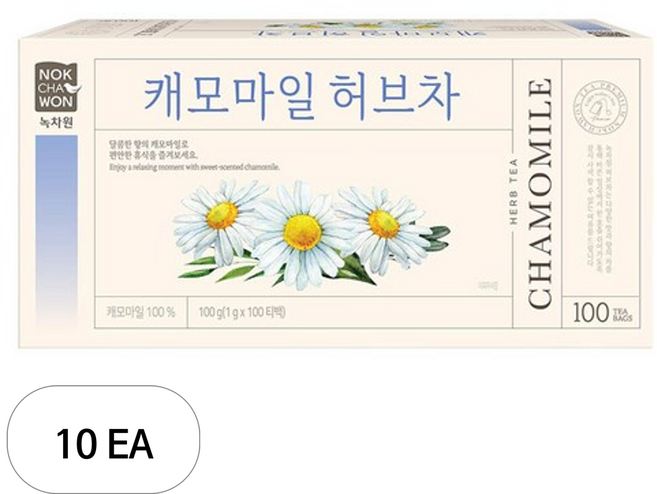 녹차원 캐모마일 허브차, 1g, 100개입, 10개