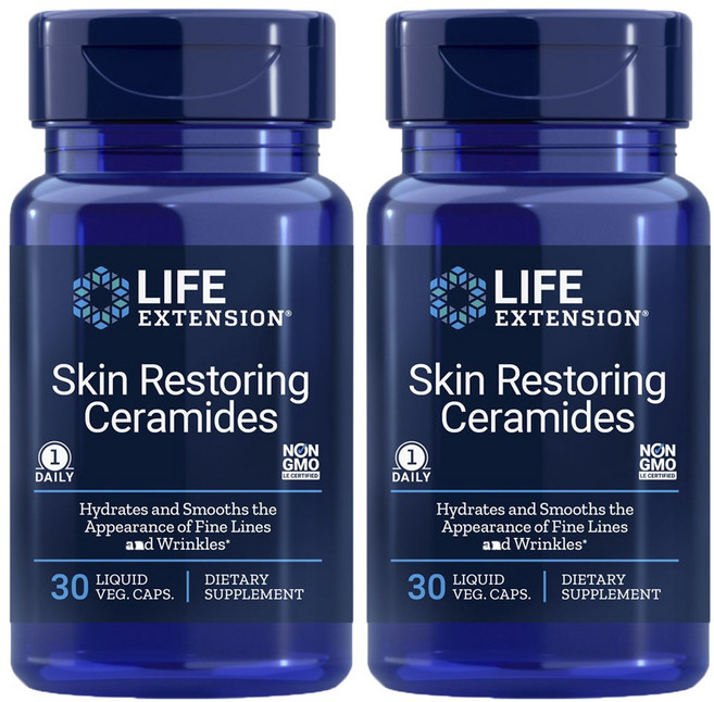 LIFE EXTENSION 神經醯胺修護液態素食膠囊, 30顆, 2罐