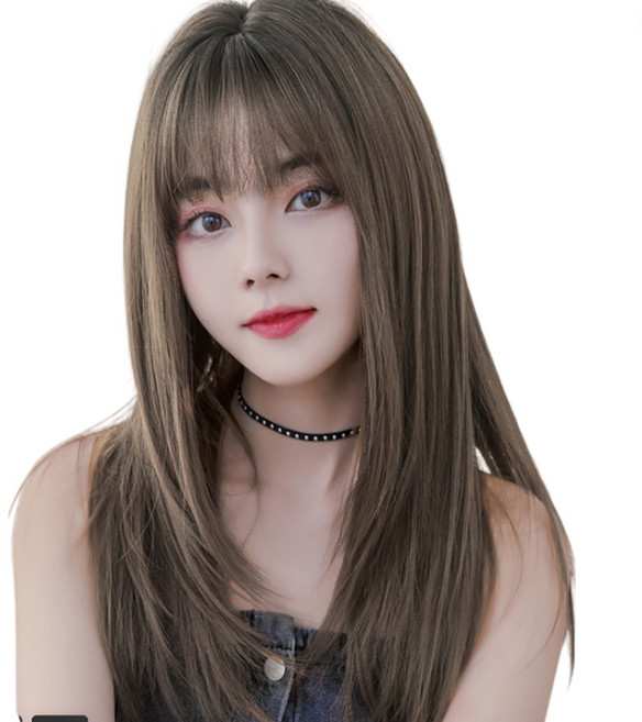 이쁘다샵 가발위드 긴머리 스트레이트 컬 여성 통가발 라디, 콜드브라운, 1개