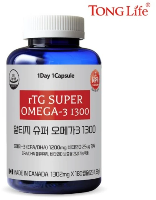 통라이프 알티지 슈퍼 오메가3 1300 대용량영양제 (1 302mg x 180캡슐), 1개, 180정 - 쿠팡