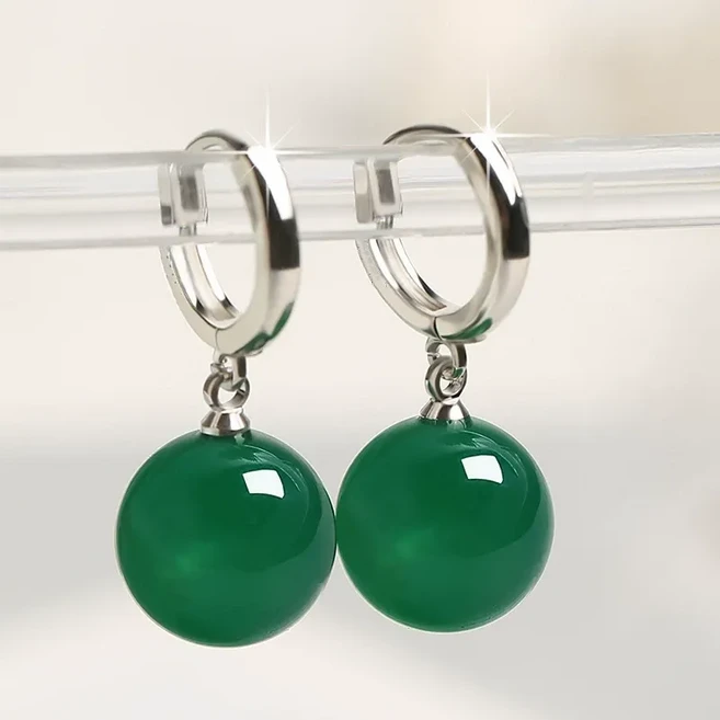 자마노원석비즈귀걸이 옥 볼 귀찌 여성 패션 선물귀걸이 여자 심플구슬귀걸이EH037