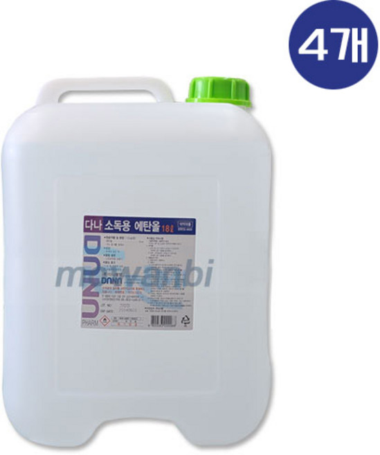 조은팜 소독용 에탄올 18L, 4개