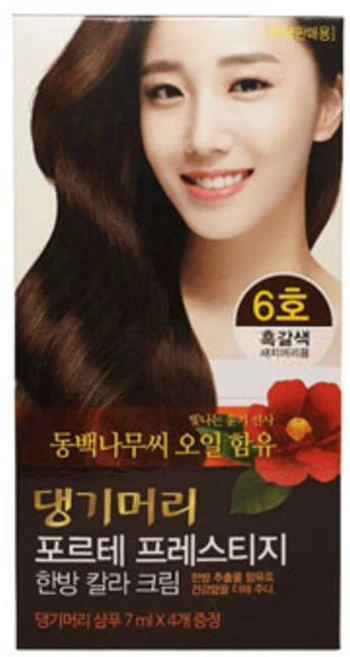 댕기머리 포르테 한방칼라크림 염색약, 흑갈색, 1개 - 쿠팡