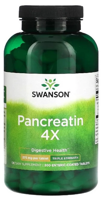 스완슨 판크레아틴 4X 트리플 스트렝스 375mg 장용 코팅 300정, 1개 - 쿠팡