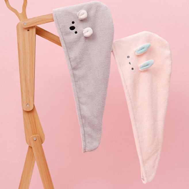 마이카싸 1+1 빨리말리는 헤어드라이수건 초극세사 헤어타올, 핑크 1+1