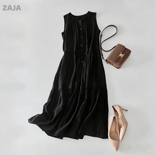 ZAJA 여성 여름 민소매 원피스 루즈핏 날씬해 보이는 오피스룩