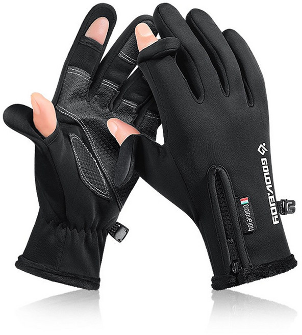 Golovejoy 露指保暖手套 防風防水觸屏手套 戶外運動釣魚騎行適用