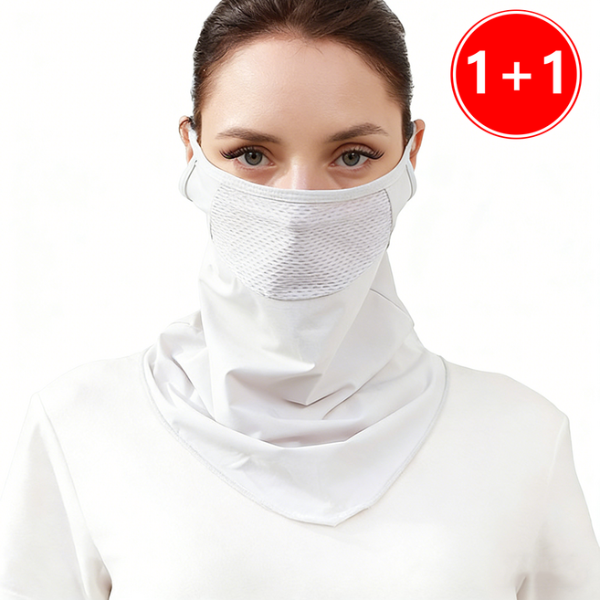 자외선차단 마스크 쿨마스크 페이스커버 여름용 스포츠 골프 러닝 등산 마스크, 2개, 화이트