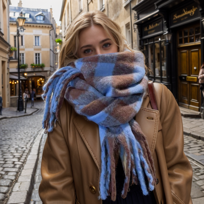 해피유 겨울 체크 머플러 목도리