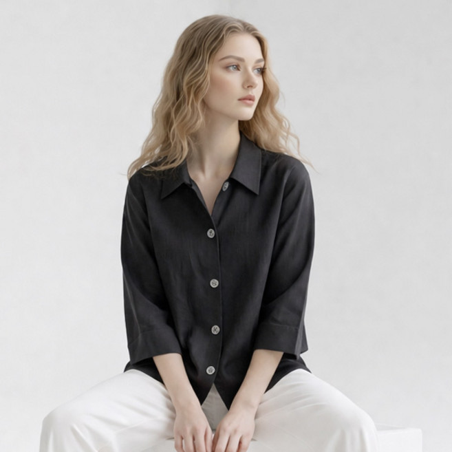 여성 봄 간절기 인견 반팔 블라우스 카라 셔츠 자켓 3종 MDSFJ016