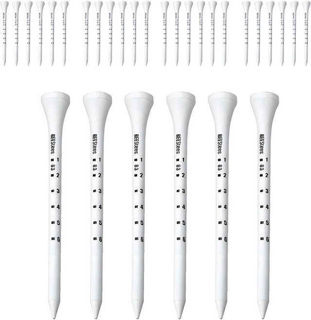 니어핀 눈금 나무 골프티, 화이트, 1세트