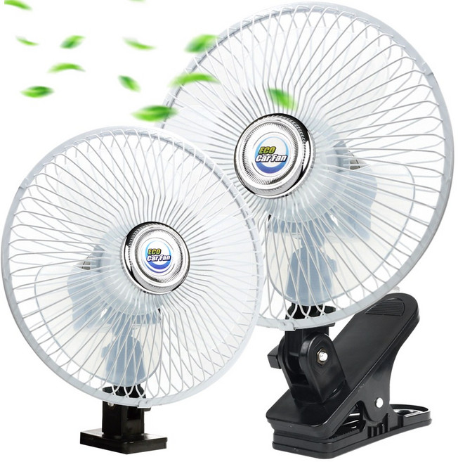 카모아 차량용 선풍기(거치대 2종) 좌우회전 선길이 3M 시거잭 퓨즈내장, 차량선풍기(집게+피스형) 6인치12V