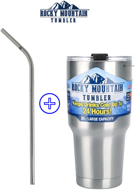 록키마운틴 900ml 텀블러 밀폐형 대용량 스텐 보온병 핸들 보냉 답례품 판촉물 인쇄 주문제작, 텀블러단품(뚜껑포함)+빨대, 1개