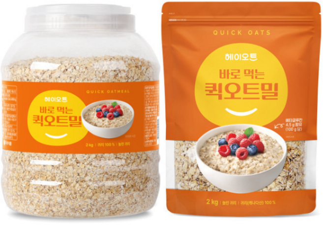 두보식품 헤이오트 바로먹는 퀵 오트밀 구성 세트 ( PET통 2kg + 파우치 2kg ), 1세트, 4kg