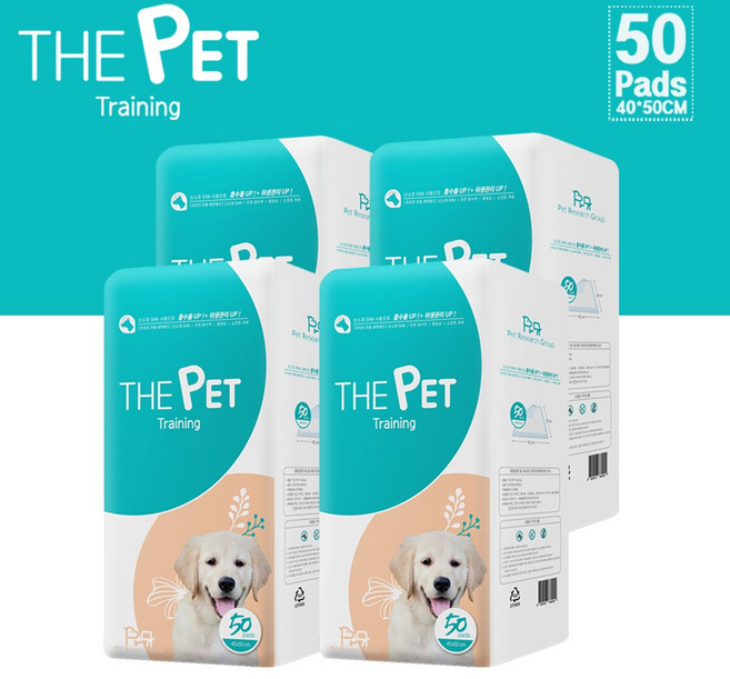 국내생산 피알지 더펫패드 38g 소형 50매 배변패드 무향 강아지 애견, 4개