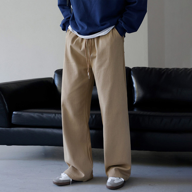 베이직바이블 바이오워싱 프리미엄 코튼 탄탄 밴딩 와이드 팬츠(4color)