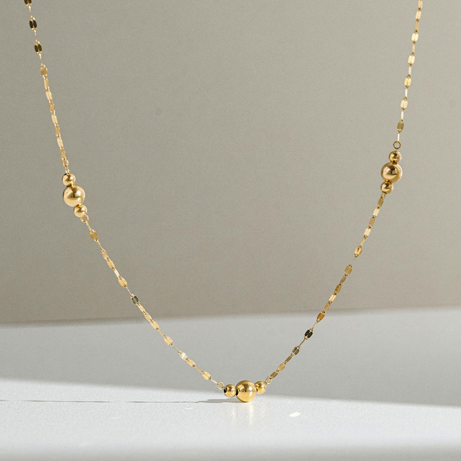 펠리체골드 14K 레체 목걸이(+선물포장) 심플 데일리 볼 금 체인 여자친구 기념일 이태리 레이어드 모던 고급