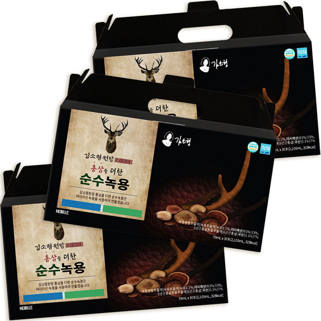 녹용 상엽 대추 6년근홍삼 영지버섯 당귀 사양벌꿀 영양 농축액 원방, 2.1L, 3개