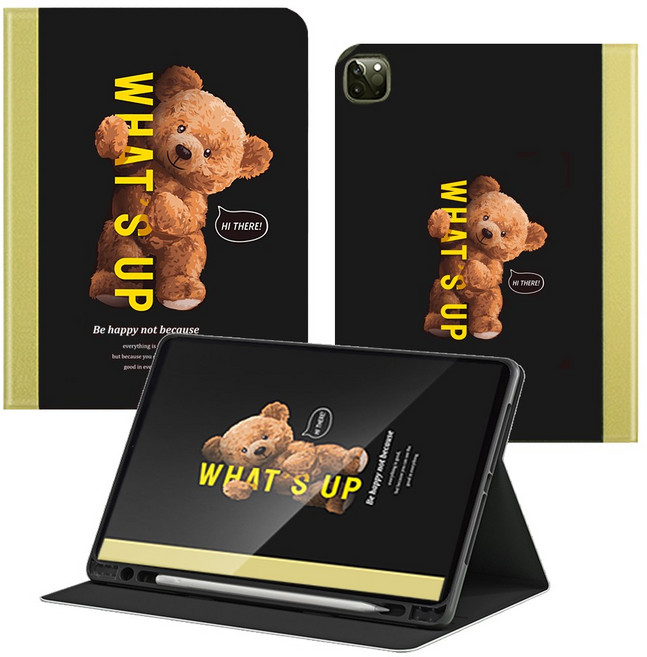 태블리 일러스트 펜슬 수납 태블릿PC 케이스, WHATS UP