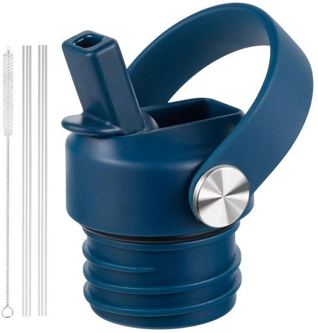 하이드로플라스크용 빨대 뚜껑 및 실리콘 부츠 Hydro Flask 45.9ml(18 21 24온스) 표준 입구용 빨대가 있는 뚜껑 HydroFlask용 리필용 스포츠 캡, 인디고