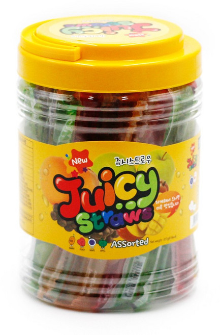 쥬시스트로우 통 복숭아 사과 포도 망고맛 젤리 스트로우, 1개, 817g