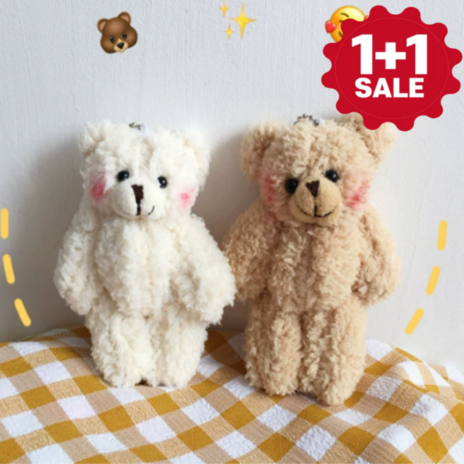 ((1+1)) 아가 곰인형 키링 곰돌이 인형 열쇠고리 학생 가방고리 커플 봉제인형 키홀더 차키 에어팟 키링 고리