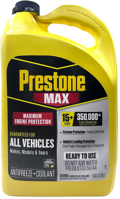 Prestone MAX 長效型引擎保護水箱精 適用全車系 350 000 miles / 15+ 年長效保護 1加侖 (3.78L), 1個, 不限燃料類型
